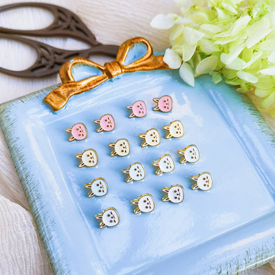 taobao agent Handmade DIY decorative accessories 7mm broad -colored metal 4 -color rabbit buttons BJD mini hand sewing baby clothes button