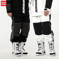 Nanen 21 new snowboard pants color stitching snow pants men and women Waterproof warm cotton windproof ski pants