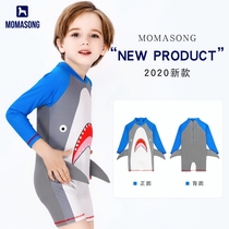 Momasong Childrens swimsuit Boys middle and small childrens one-piece cute baby shark swimsuit Boys spa swimsuit