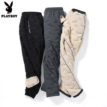 Flower Playboy casual cotton pants mens autumn winter thickened warmth medium aged lamb suede Northeastern cold storage cold storage