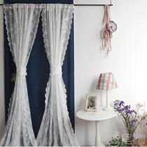 Iris American lace curtain curtain curtain curtain curtain bedroom curtain curtain light transparent through rod non-perforated partition