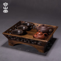 Rongshantang with base Solid wood tea tray tray Rattan tea tray Fruit tray Cup holder Pot pad Dry bubble plate coaster