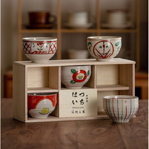 Same home Japan imported beauty thick burning gift box set Japanese home handmade ceramic rice bowl hand-painted pattern