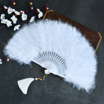 Chinese style Hanfu cheongsam catwalk dance stage performance feather folding fan women's retro style portable props