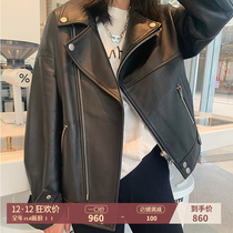 European goods 2021 Spring and Autumn New sheep leather leather loose profile locomotive clothing short leather jacket women