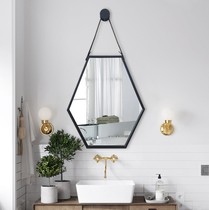 Nordic wall mirror decorative mirror cosmetic mirror Diamond hexagonal mirror hexagonal toilet mirror bathroom mirror custom