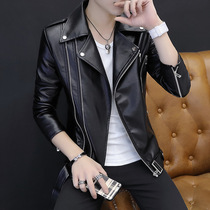 Leather clothing mens spring and autumn fashion versatile suit collar locomotive clothing Korean slim leather jacket men