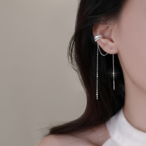 925 pure silver ear clip female long section of flow Soear nail one-piece earbone clip light extravagant superior feel unique earrings earrings