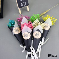 Color Gypsophila Dried Flowers Eternal Flower Bouquet Gift Box Forget Me-Not Festive Birthday Valentines Day Gift Photo