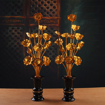 Hand-kneaded gilt Buddha front for Buddha vase pair of household Lotus simulation Lotus Buddha Hall Buddhist supplies ornaments