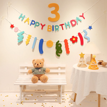 Baby ins color birthday decoration roll pull flower letter pull flag cute first year party arrangement photo props