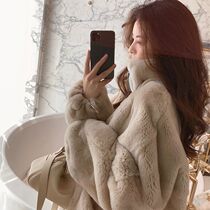 Winter 2021 New Rex Rabbit Fur Coat female lamb hair long plush thick Joker stand neck coat