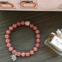 Natural strawberry bracelet peach flower 925 Elephant pure silver powder crystal - flower crystal bracelet