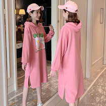 2021 spring and autumn new maternity dress fashion fat mm pregnancy out of the top pure cotton long-sleeved sweater