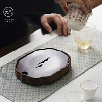 Yunshu Chinese heavy bamboo tea tray water storage type tea tray dry bubble table household bamboo pot support small storage kettle tray
