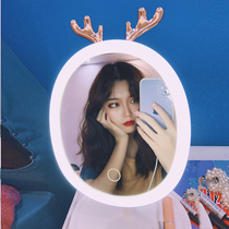 led makeup mirror with light patch net red female student dormitory desktop vanity mirror portable Beauty Mirror