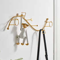 Nordic creative light luxury iron adhesive hook key hanger entry door wall decoration fitting room coat hook wall hanging