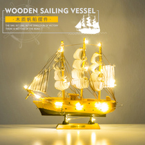 Smooth sailing boat model ornaments wine cabinet decoration rack creative decoration simulation small wooden boat