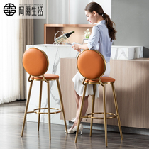 Nordic light luxury ins bar chair Home modern simple fashion bar chair backrest Gold stainless steel high stool