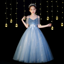 Childrens princess dress Girls catwalk host Foreign-style puffy yarn piano performance suit Zhongda Childrens Birthday evening dress