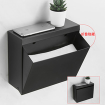 Square 304 stainless steel toilet paper box Wall-mounted punch-free hotel bathroom toilet tissue box toilet paper holder