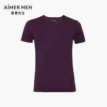 Aimer men Mr Aimer fashion simple solid color fine modal V-neck short-sleeved top NS12F61