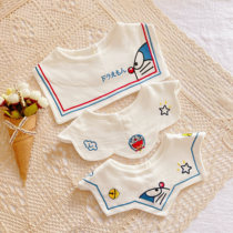  Childrens embroidered saliva towel Baby pure cotton cute bib shape bib 360 degree rotatable round saliva pocket
