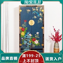 New Chinese all solid wood home bedroom double door wardrobe corner whole cabinet simple wooden wardrobe customization
