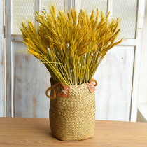 Barley flower basket Wheat ear decorative rattan woven grass woven flower basket Vase woven bag portable vintage dried flower decorative flower basket