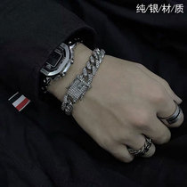 Cuban bracelets for men and women sterling silver diamond Wang Jiaer with a couple of European and American hip-hop tide hiphop cold wind