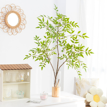 A Ying Surprised green plant simulation Nantian bamboo potted landscaping vase porch dining table living room Nordic decoration ornaments