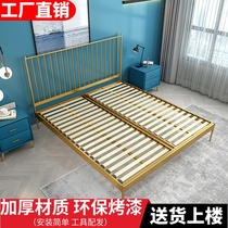 Nordic light luxury thickened Wrought iron bed 1 5 meters single bed 1 8 double beds Gold master bedroom ins net red iron frame bed