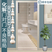 Door curtain partition curtain bedroom home non-perforated toilet block peach wood gourd bead curtain door to door to resolve wind water curtain