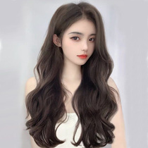 Wig female long curly hair big waves net red middle bangs natural realistic invisible incognito lolita full head cover style