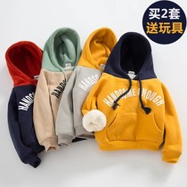 2021 childrens clothing boys and girls autumn winter clothes coat baby plus velvet thick hooded winter casual-coat 3