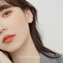 EVESENSE silver knotted diamond stud earrings ins cold style personality niche design high-end ear clip without ear piercing
