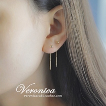 Ear line 18k gold woman earrings gold earrings gold ear nail woman au750 gold gold pearl round pearl earrings rose gold