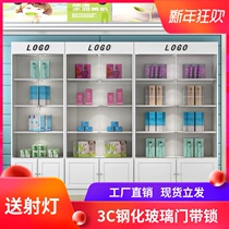Glass door with lock display cabinet cosmetics container beauty nail sample cabinet model cabinet gift points cabinet bag cabinet