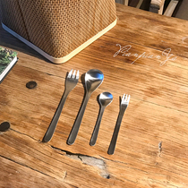 *Piece acridine * Creative Japanese matte matte stainless steel fork spoon Net red ins fruit fork Dessert spoon