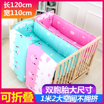  Solid wood folding twin crib Multi-function double newborn baby splicing bed Removable European-style shaker