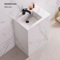  Large rock plate column basin Column washbasin Outdoor villa courtyard sink basin Integrated floor-to-ceiling