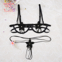 Feimu sex underwear water-soluble embroidery exposed chest three-point rims gather passion supplies open file seduction women 7156