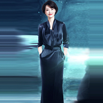 Dong Qing same 2021 autumn fashion high-end celebrity temperament banquet evening dress womens long dress plus size