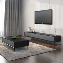 Nordic modern simple TV cabinet Coffee table combination size apartment Italian light luxury minimalist black gray TV cabinet