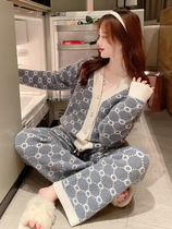 Cant hide the temperament ~ Daily Gtra pajamas women long sleeves autumn and winter thickened soft and warm home clothes women