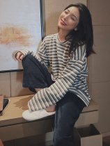 Sexy careful machine Daily Gtra ~ striped sweater pajamas autumn and winter women thickened can be worn home