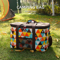 Outdoor picnic bag large capacity foldable portable camping self driving tour camping storage box picnic supplies insulation bag