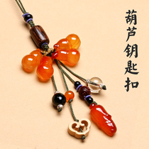 Mobile phone lanyard ring buckle womens bag bag pendant agate pendant U disk key chain short Chinese style pendant men