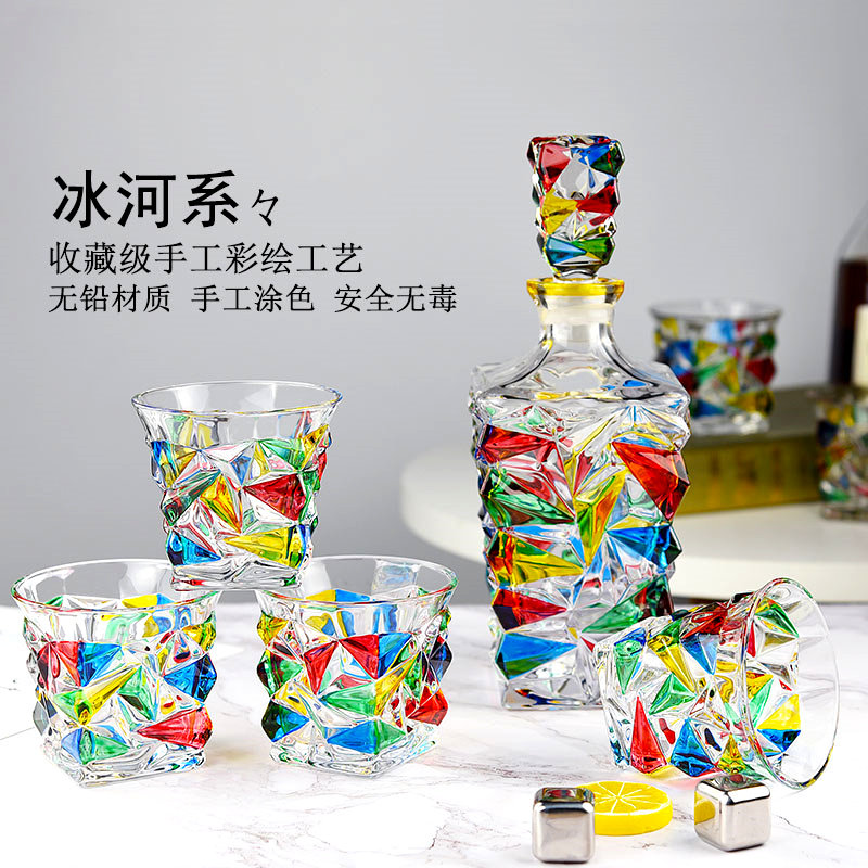 Italian-style hand-painted stained crystal glass whisky XO wine glass master collection wine set