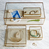 Bronze square thick edged edged glass jewelry box eternal flower box Valentines Day gift box jewelry accessories storage box